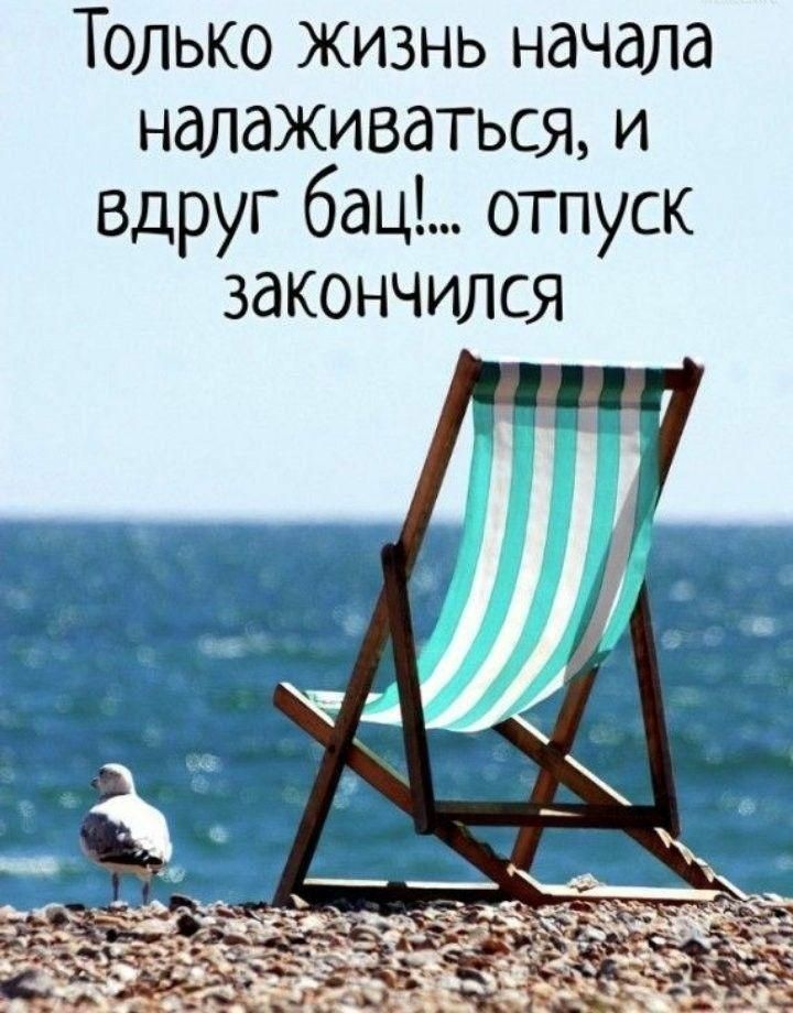 Только жизнь начала налаживаться, и вдруг бац!... отпуск закончился