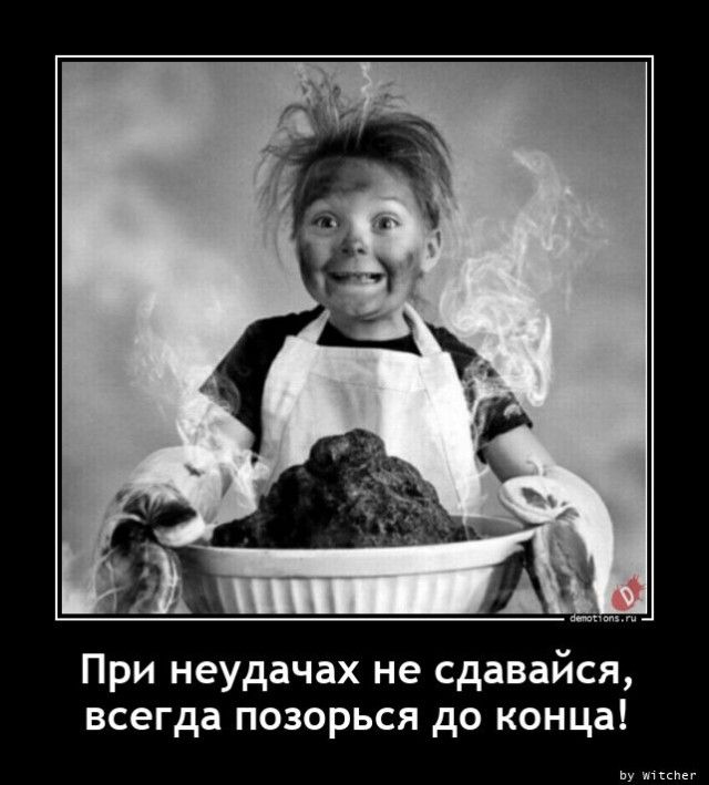 При неудачах не сдавайся, всегда позорься до конца!