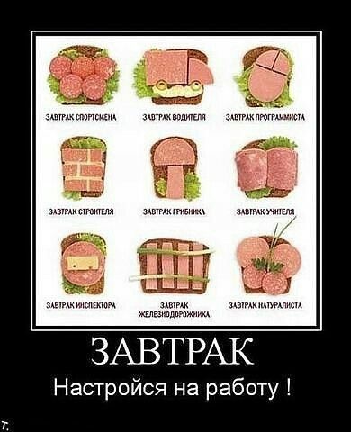 ЗАВТРАК
Настройся на работу !