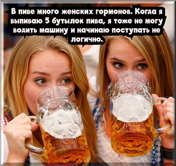 В пиве много женских гормонов. Когда я выпиваю 5 бутылок пива, я тоже не могу водить машину и начинаю поступать не логично.