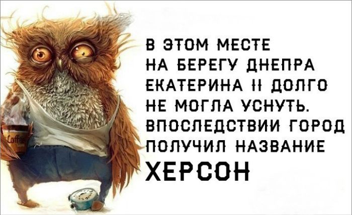 В этом месте на берегу Днепра Екатерина II долго не могла уснуть. Впоследствии город получил название ХЕРСОН