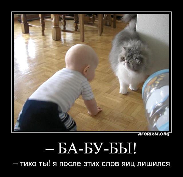 – БА-БУ-БЫ! – тихо ты! я после этих слов яйца лишился