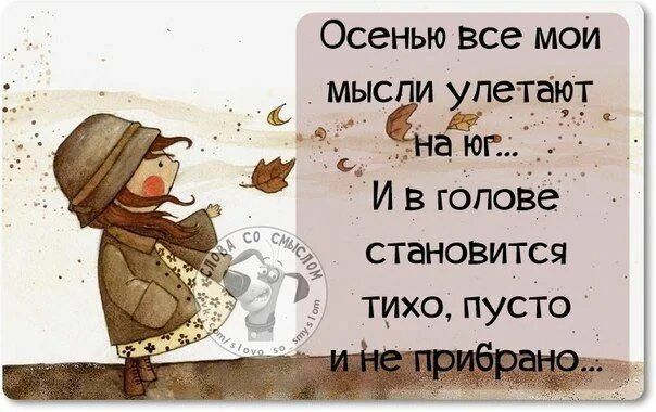Осенью все мои мысли улетают на юг... И в голове становится тихо, пусто и не прибрано...