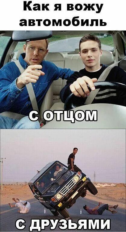 Как я вожу автомобиль
с отцом
с друзьями