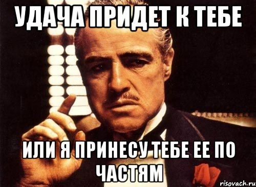 УДАЧА ПРИДЕТ К ТЕБЕ ИЛИ Я ПРИНЕСУ ТЕБЕ ЕЕ ПО ЧАСТЯМ