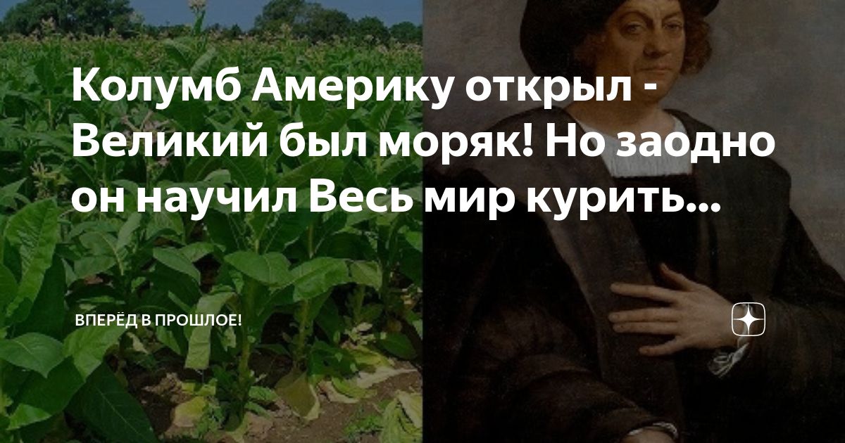 Колумб Америку открыл - Великий был моряк! Но заодно он научил Весь мир курить...