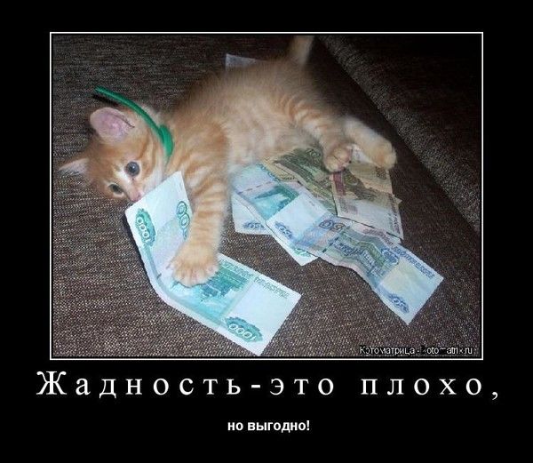 Жадность-это плохо,
но выгодно!