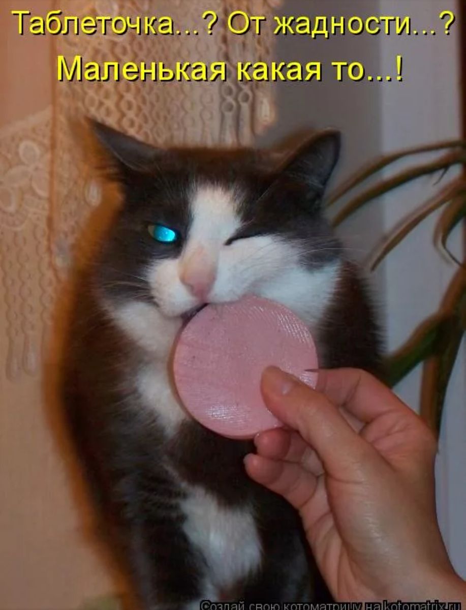 Таблеточка...? От жадности...? Маленькая какая-то...!