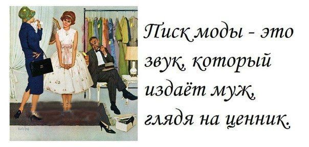 Писк моды - это звук, который издаёт муж, глядя на ценник.