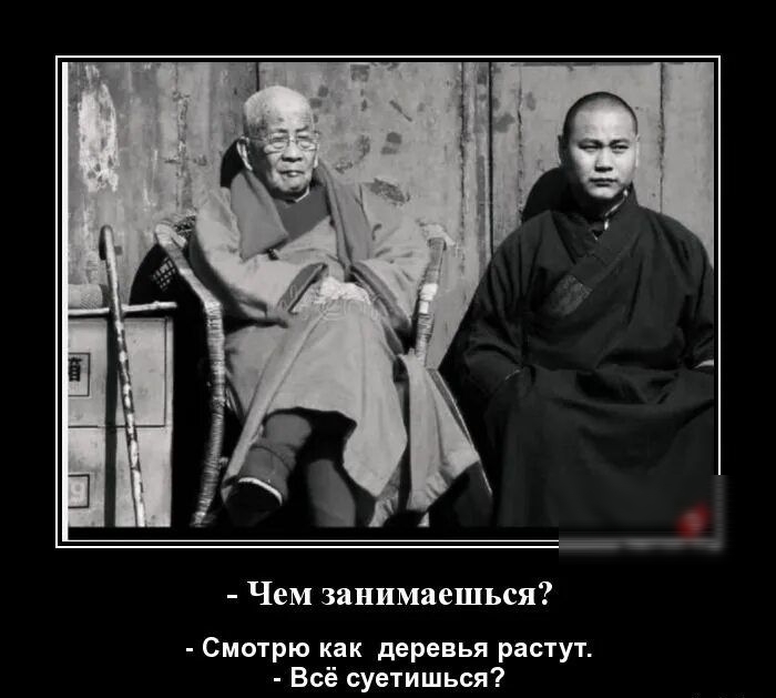 - Чем занимаешься?
- Смотрю как деревья растут.
- Всё суетишься?