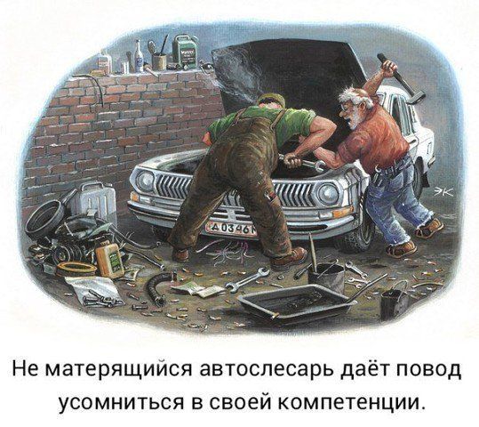 Не матерящийся автоcлесарь даёт повод усомниться в своей компетенции.