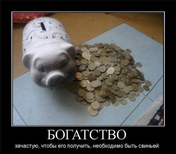 БОГАТСТВО зачастую, чтобы его получить, необходимо быть свиньёй
