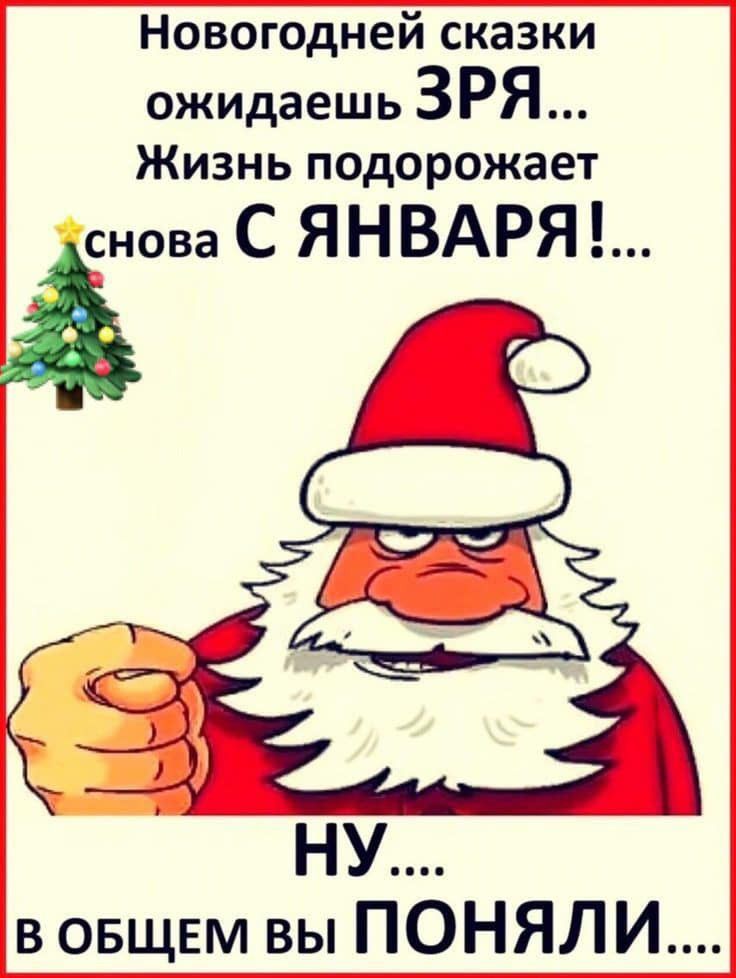 Новогодней сказки ожидаешь ЗРЯ... Жизнь подорожает снова С ЯНВАРЯ!... НУ... В ОБЩЕМ ВЫ ПОНЯЛИ...