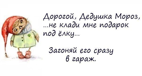 Дорогой, Дедушка Мороз, ...не клади мне подарок под ёлку... Загоняй его сразу в гараж.