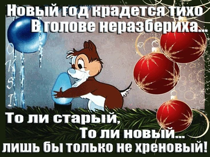 Новый год крадется тихо... В голове неразбериха... То ли старый, То ли новый... лишь бы только не хреновый!