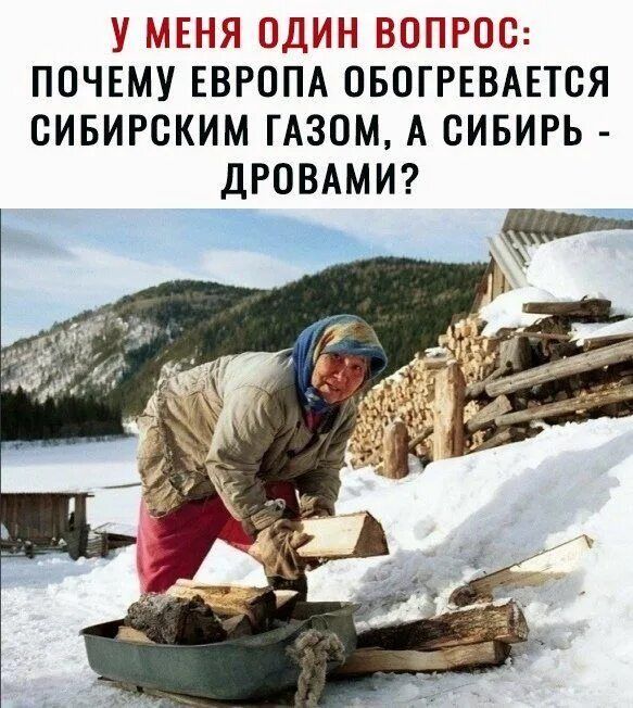 У МЕНЯ ОДИН ВОПРОС: ПОЧЕМУ ЕВРОПА ОБОГРЕВАЕТСЯ СИБИРСКИМ ГАЗОМ, А СИБИРЬ - ДРОВАМИ?