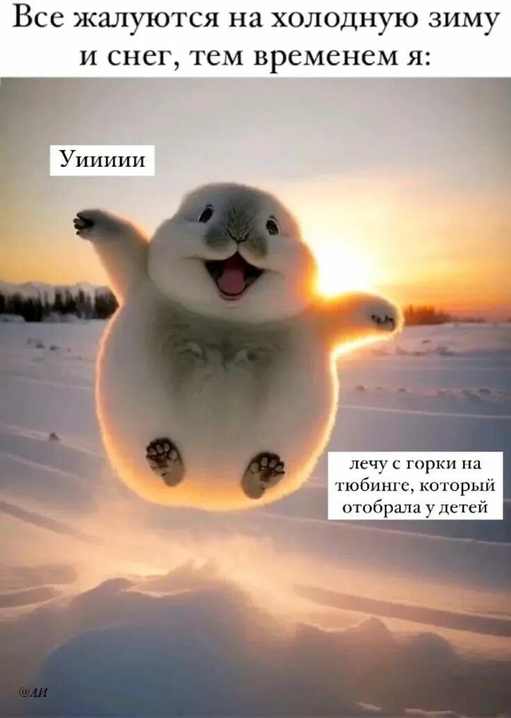 Все жалуются на холодную зиму и снег, тем временем я: Уиииии лечу с горки на тюбинге, который отобрали у детей