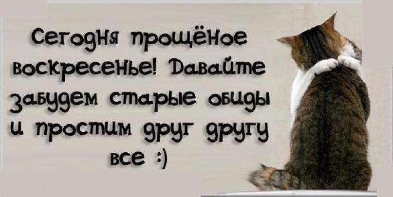 Сегодня прощённое воскресенье! Давайте забудем старые обиды и простим друг другу все :)