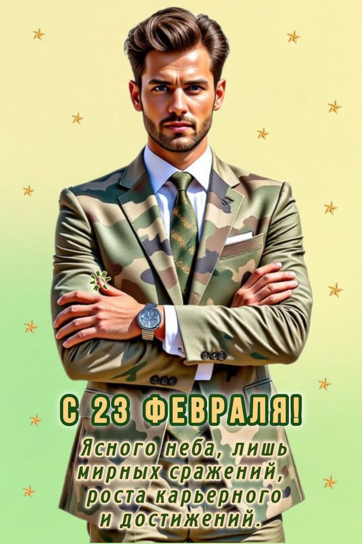 С 23 ФЕВРАЛЯ! Ясного неба, лишь мирных сражений, роста карьерного и достижений.
