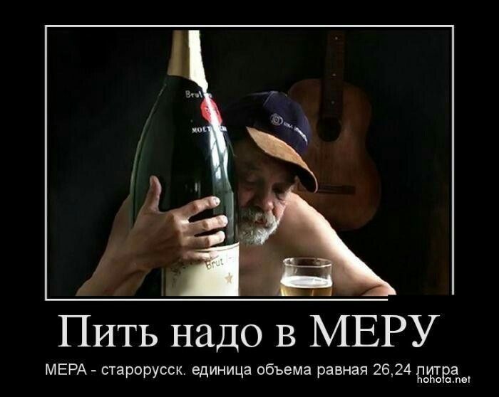 Пить надо в МЕРУ\nМЕРА - старорусск. единица объема равная 26,24 литра