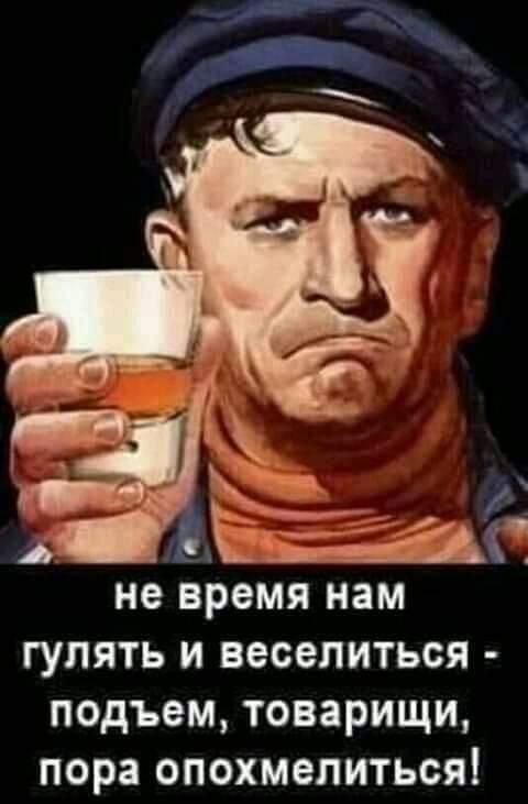 не время нам гулять и веселиться - подъем, товарищи, пора опохмелиться!