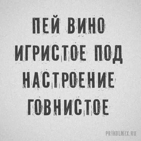 ПЕЙ ВИНО ИГРИСТОЕ ПОД НАСТРОЕНИЕ ГОВНИСТОЕ