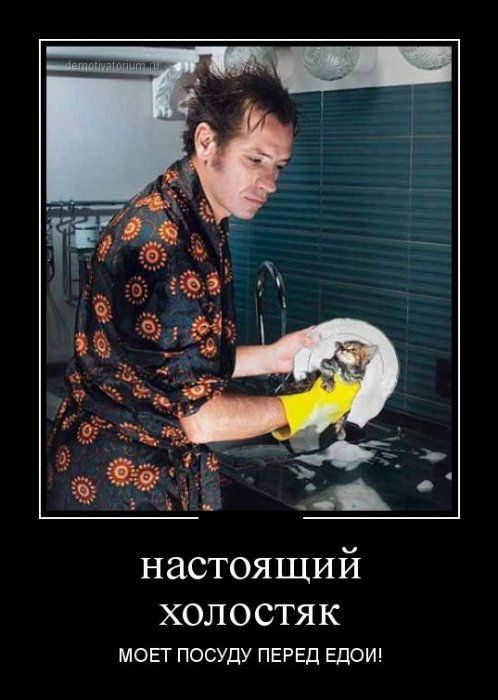 настоящий холостяк
МОЕТ ПОСУДУ ПЕРЕД ЕДОЙ!
