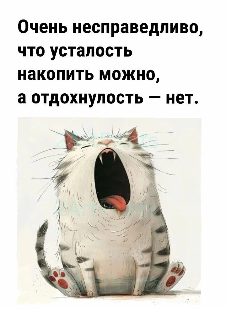 Очень несправедливо, что усталость накопить можно, а отдохнуть — нет.