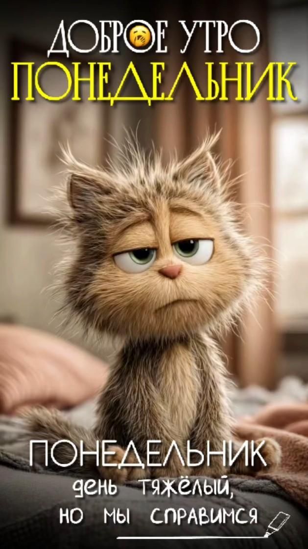 Доброе утро ПОНЕДЕЛЬНИК. ПОНЕДЕЛЬНИК — день тяжёлый, но мы справимся.