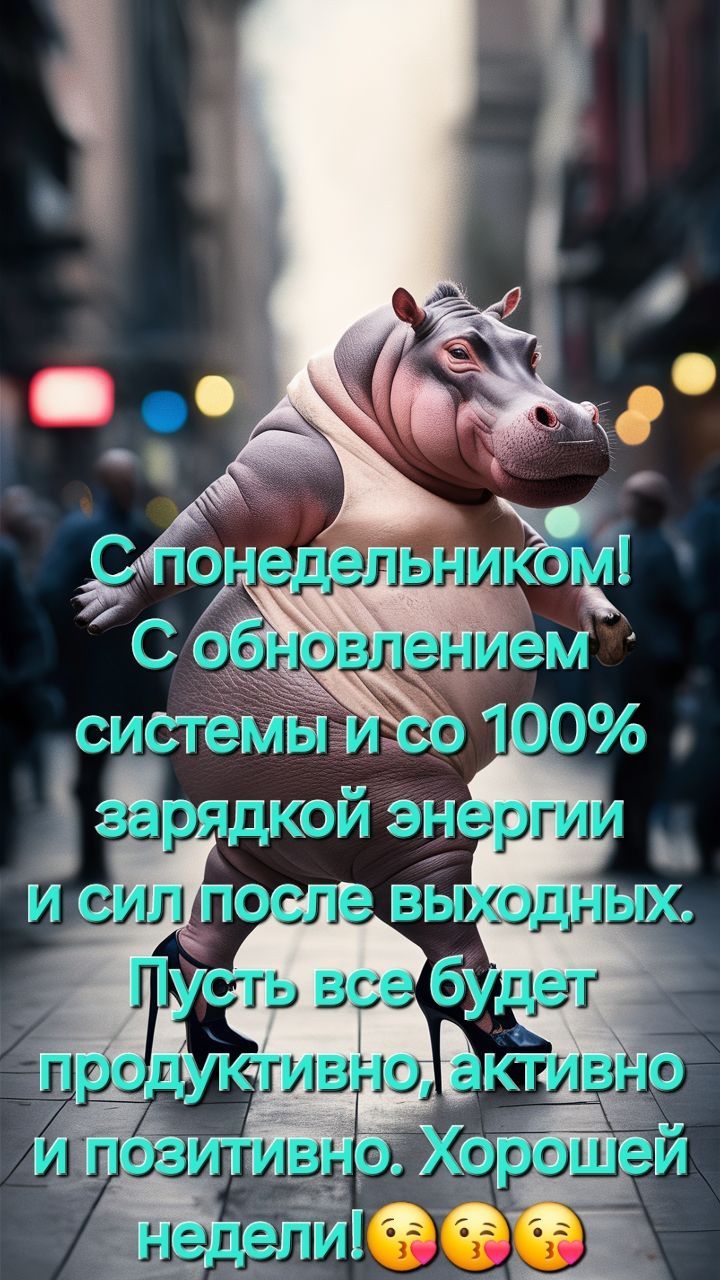 С понедельником! С обновлением системы и со 100% зарядкой энергии и сил после выходных. Пусть все будет продуктивно, активно и позитивно. Хорошей недели!😘😘😘