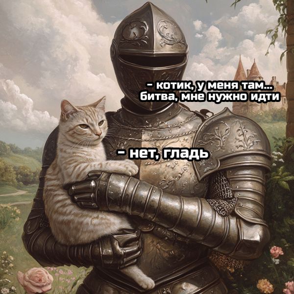 - котик, у меня там... битва, мне нужно идти - нет, гладь
