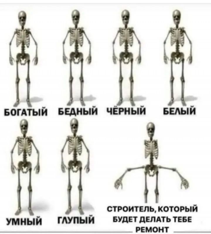 Богатый
Бедный
Чёрный
Белый
Умный
Глупый
Строитель, который будет делать тебе ремонт