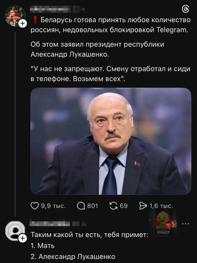 Беларусь готова принять любое количество россиян, недовольных блокировкой Telegram. Об этом заявил президент республики Александр Лукашенко. 