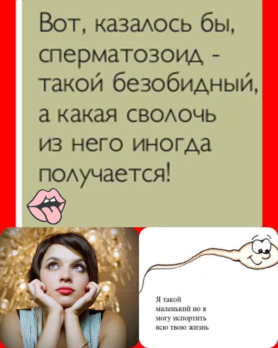 Вот казаАось бы сперматозоид такой безобидный а какая своихочь из него иногда ПОАучается _ ц а