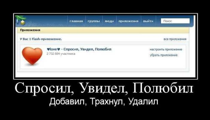 Спросил Увидел Полюбил Добавил Трахнул Удалил