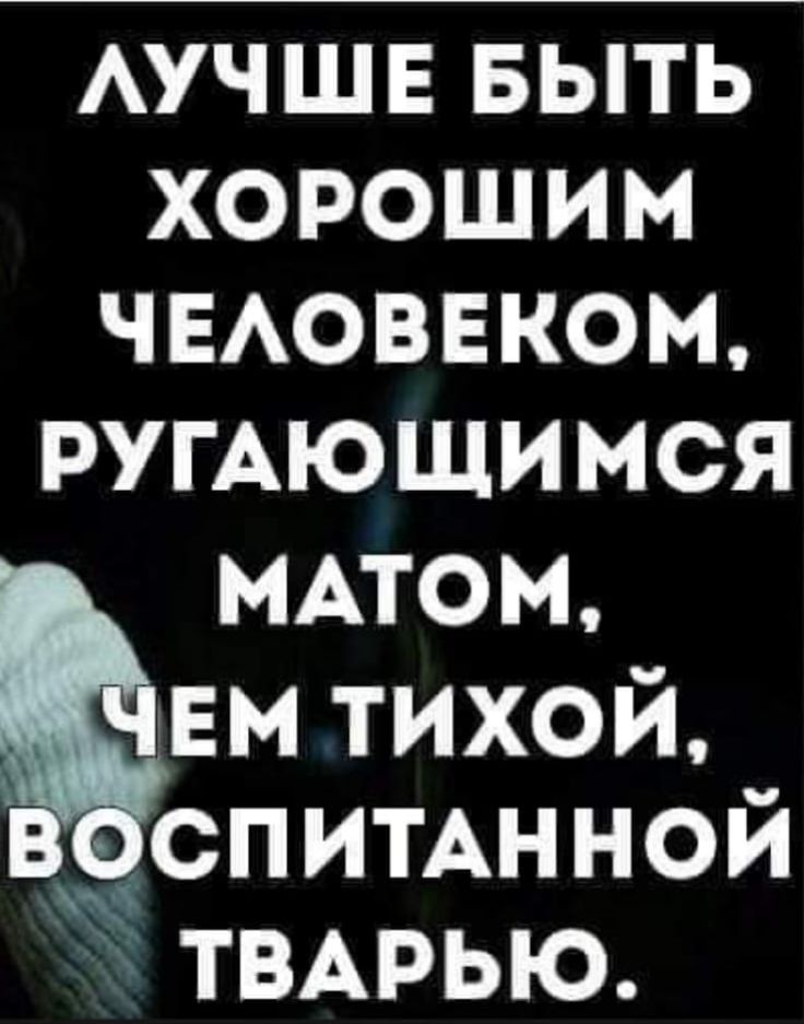 Ругающимся матом чем тихой. Лучше быть хорошим человеком ругающимся матом чем тихой. Лучше быть ругающимся матом чем тихой.