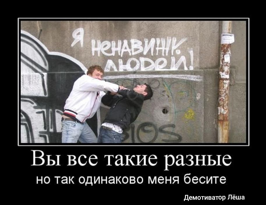 Вы все такие разные НО так ОДИНЭКОВО меня бесите демотиватор Лёша