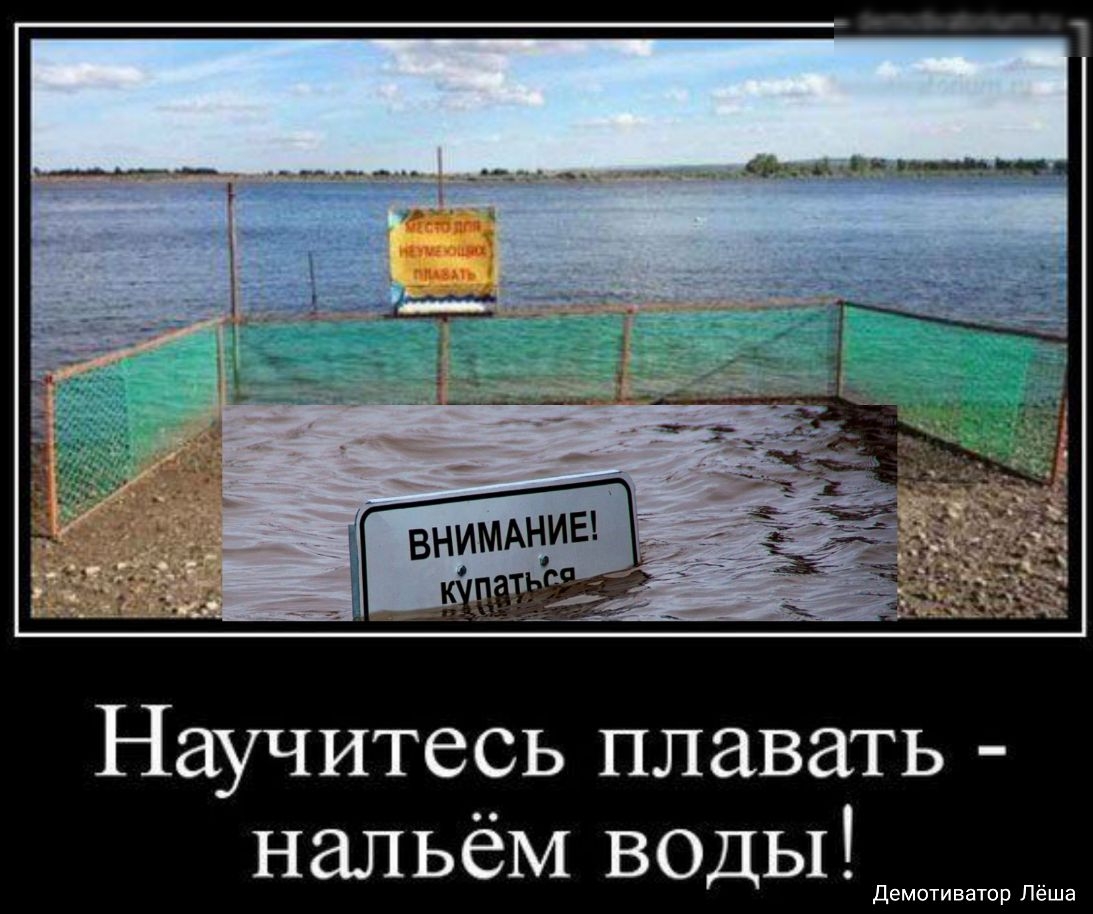 Научитесь плавать наЛЬёМ воды Демотиватор Лёша