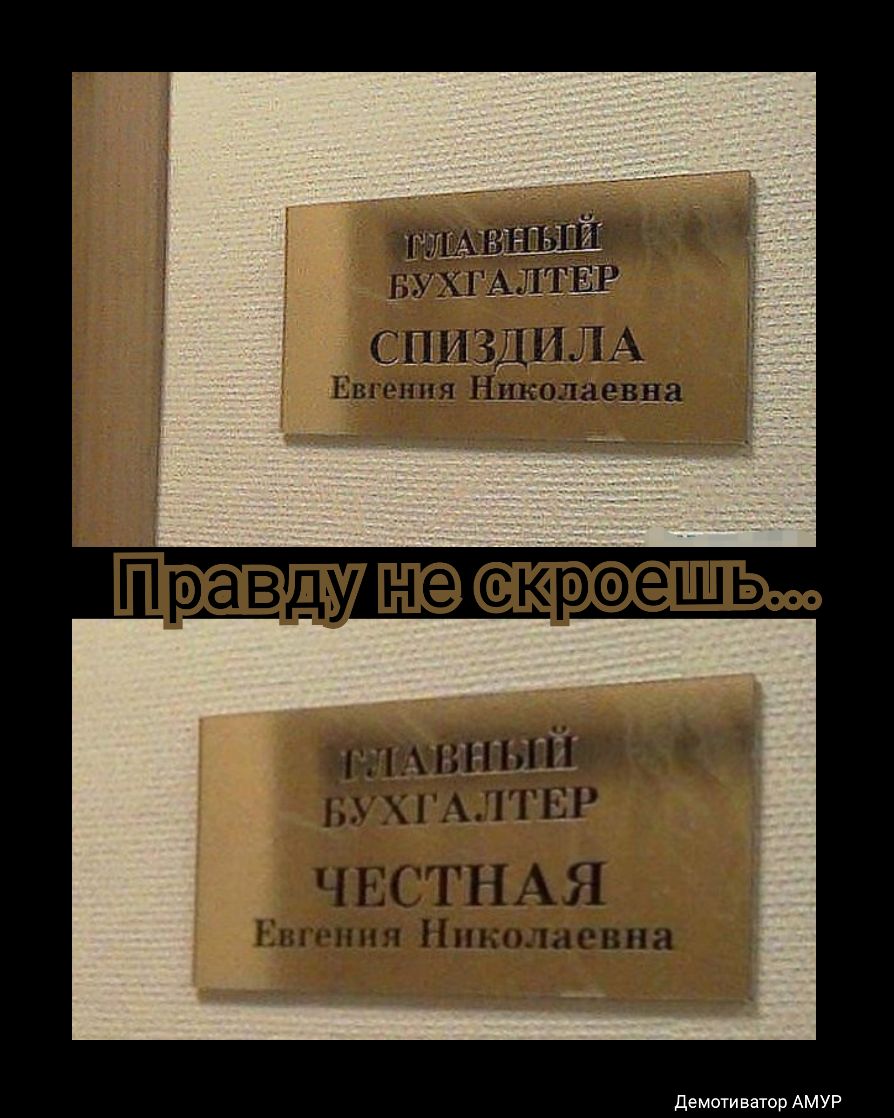 щмвтш ггг БУХГАЛТЕР СПИЗДИЛА Евгения Николаевна екрэешь мштлтььъи ч БУХГАЛТЕР ЧЕСТНАЯ Кип иии Николаевна Демотиватор АМУР
