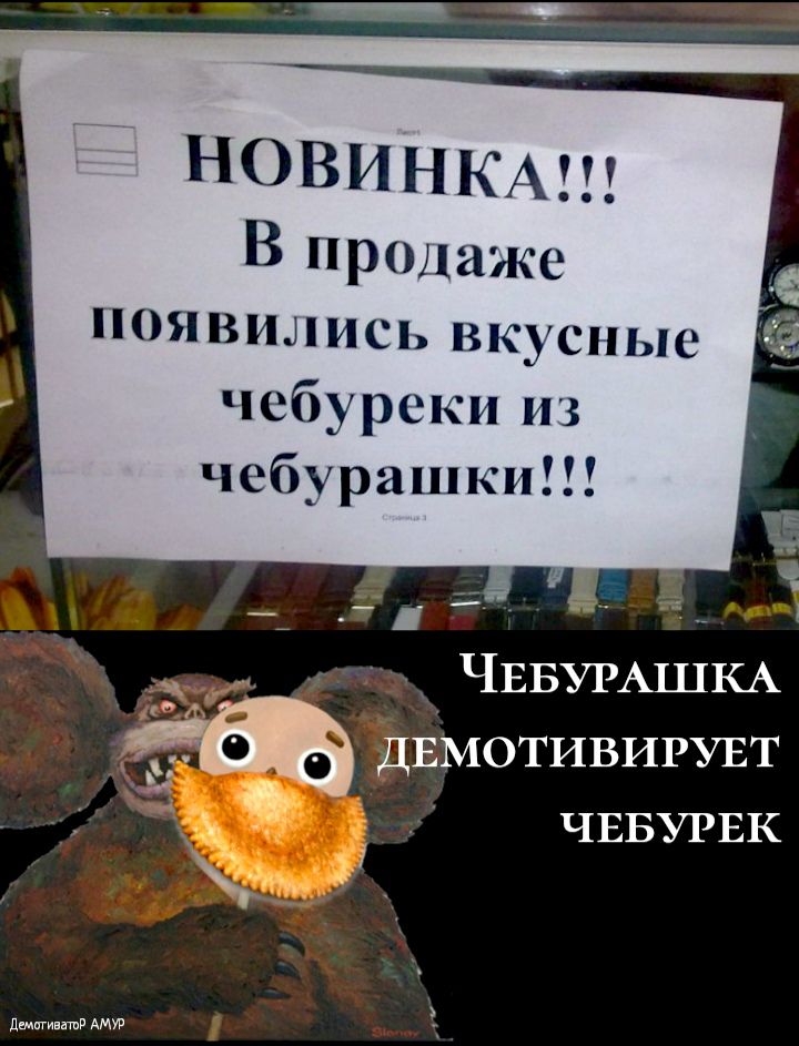 НОВИНКА В продаже ПОЯВИЛИСЬ ВС_УС0 чебуреки из чебурашки ДЕМОТИВИРУЕТ ЧЕБУРЕК дщигивтир АМУР