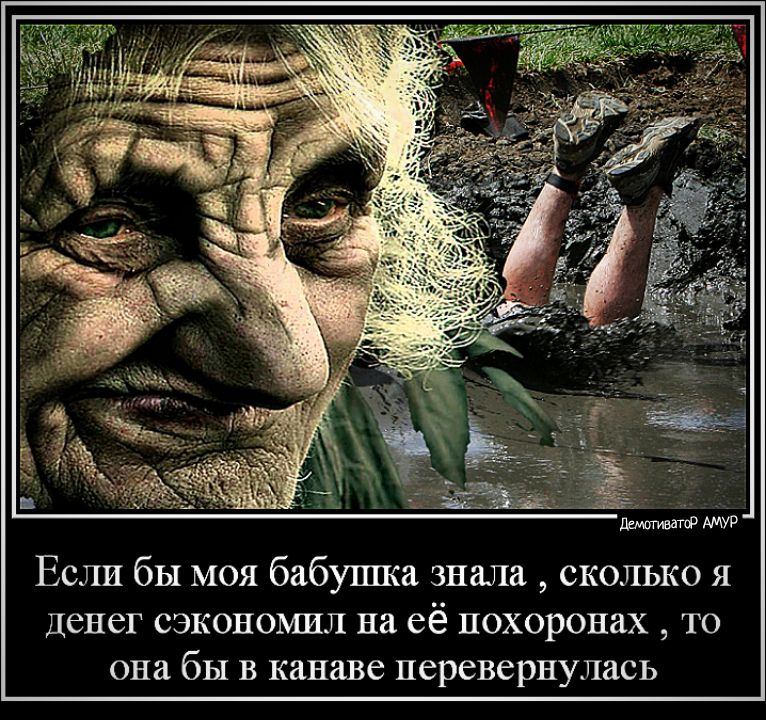 Если бы моя бабупша знала сколько я денег сэкономил на её похоронах то она бы в канаве перевернулась