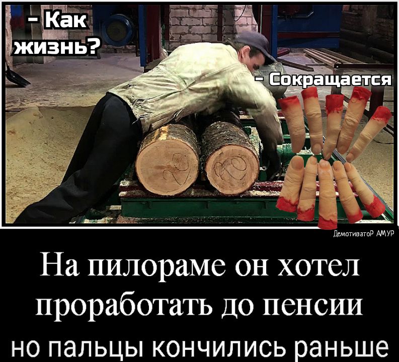 На пилораме он хотел проработать ДО пенсии но пальцы кончились раньше