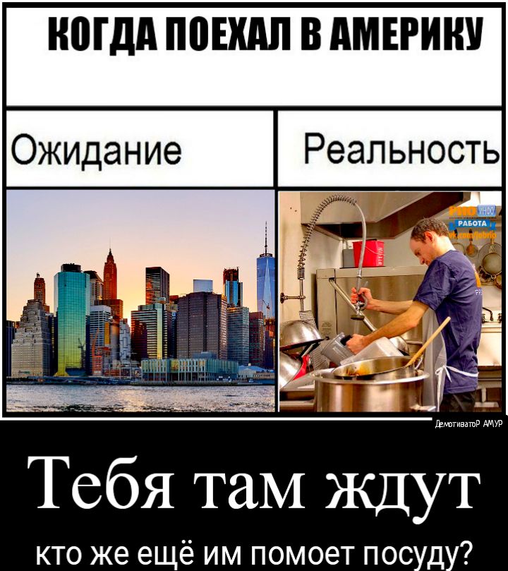 МДА П0ЕШШ В АМЕРИКУ кто же ещё им помоет посуду