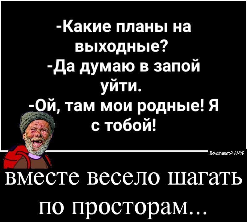 Какие планы на выходные Да думаю в запой уйти 0й там мои родные Я с тобой ВМССТС ВСССЛО шагать ПО просторам
