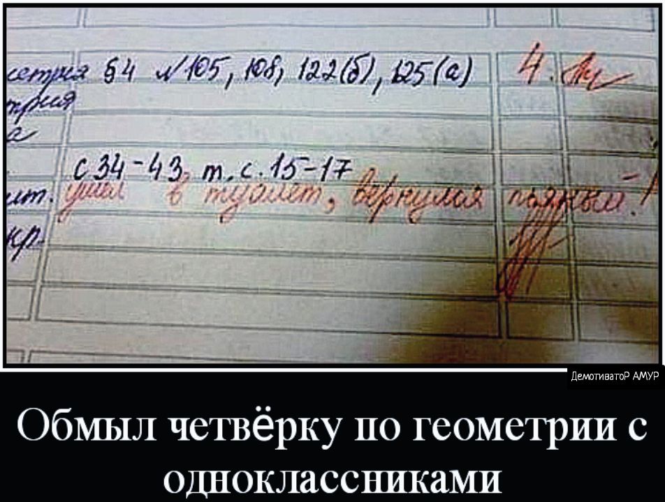 Обмыл четвёрку по геометрии с одноклассниками