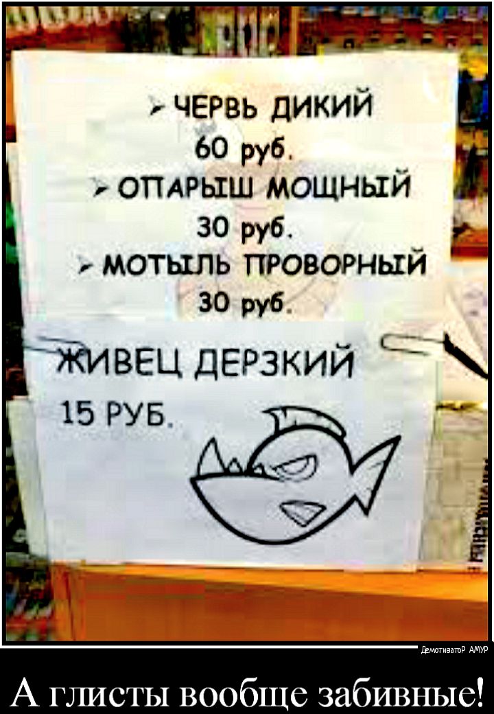 червь дикий 60 руб оплрьхш мощный 30 руб мотьшь проворный 30 руб вец дерзкий А глисты вообще забивные