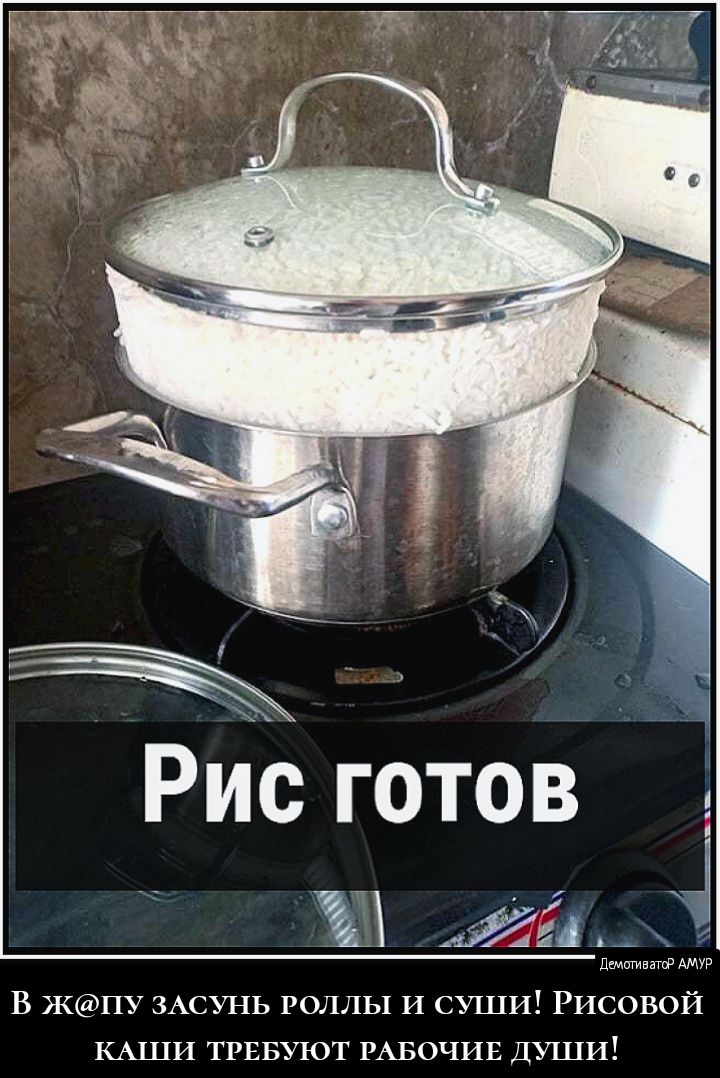 Рис готов и 4 демпгивнтР АМУР В жпу ЗАСУНЬ роллы И суши Рисовой КАШИ ТРЕБУЮТ РАБОЧИЕ души