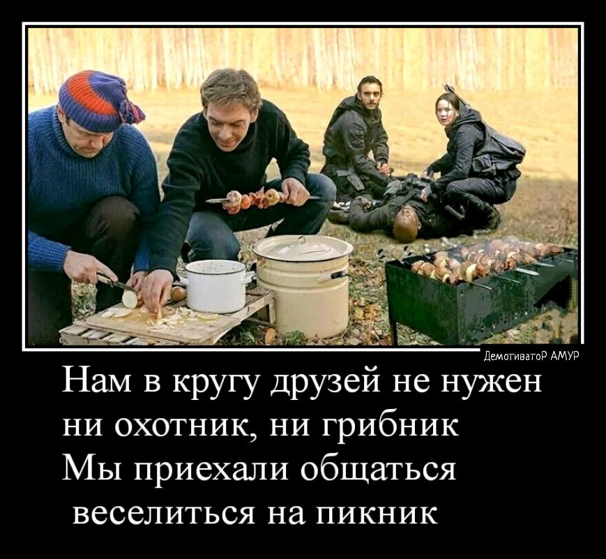Нам в кругу друзей не нужен ни охотник ни грибник Мы приехали общаться веселиться на пикник