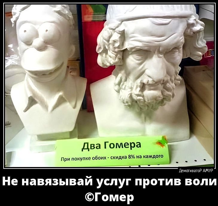 ва Гомера при покупке обоих скидко 8 на каждого Не навязывай услуг против воли Гомер