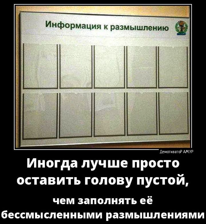 Информация к размышлению ЕШР Иногда лучше просто оставить голову пустой анр чем заполнять её бессмысленными размышлениями